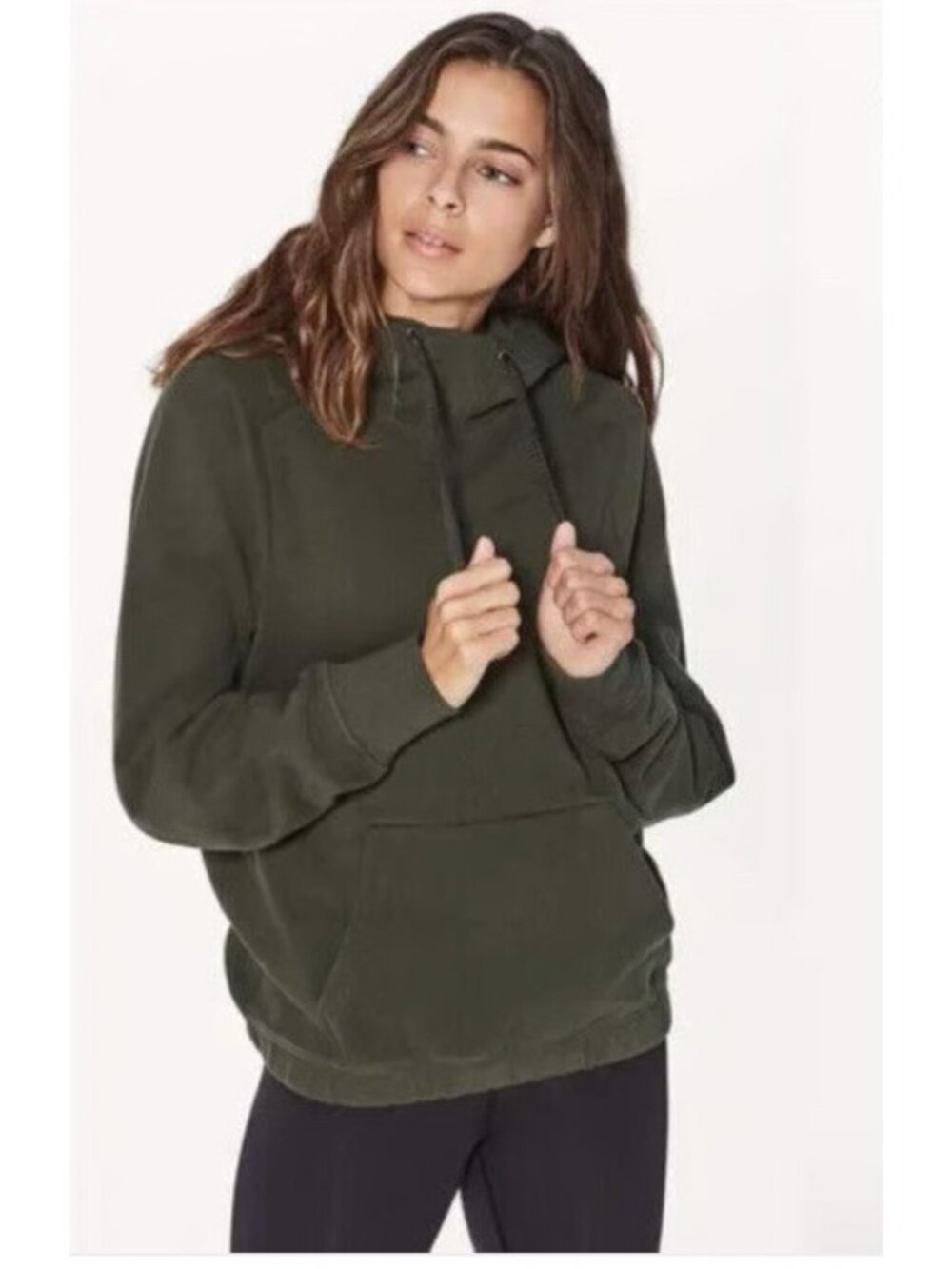 Lululemon Warm For Winter Hoodie Dark Olive Fleece Womens 6